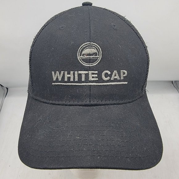 HeadToToe White Cap Embroidered Logo Mesh Trucker Hat Cap Black American Flag - Picture 1 of 9